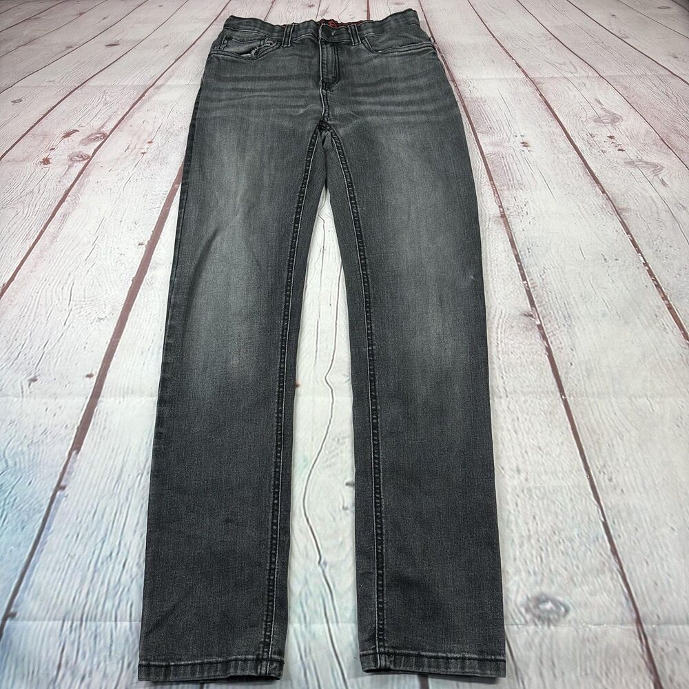 Levi's 514 Jeans Boys 16 Regular W28 L30 Gray Stretch Straight Leg Denim Red Tab